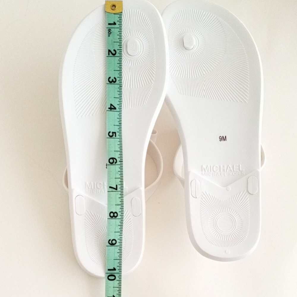 MICHAEL Michael Kors Caroline Jelly Thong PVC White Gold Sandals With Bow WMN 9M - Picture 15 of 16